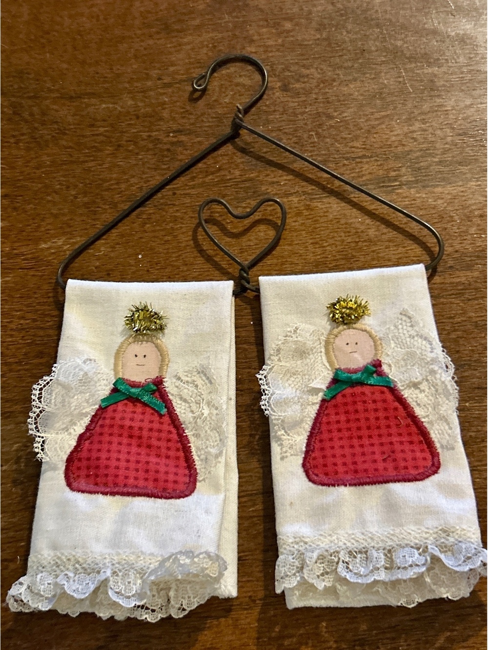 Handmade Vintage Angel Appliqué Decorative MINI Hanging Towels
